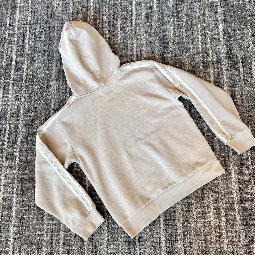adidas Boys Tech Fleece Hoodie Tan Beige Athletic Logo Sweatshirt Youth M 10 12